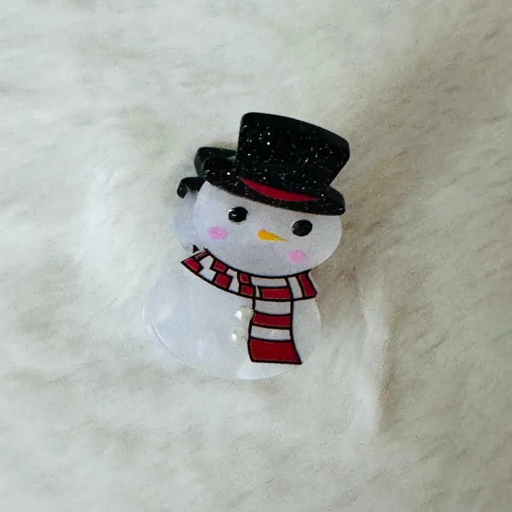 Snowman Mini Hair Claw Clip for Kids - Black, White, Red